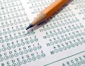 Pencil on bubble multiple choice test