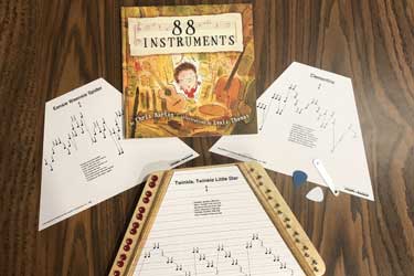 Music Maker Lap Harp Sheet Music, book and harp