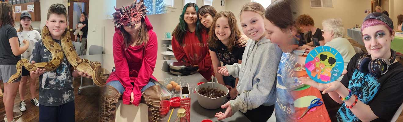Group teens at various library events